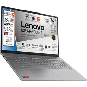 Lenovo, pc portatile Notebook, AMD Ryzen 7 7735HS 8 Core, DDR5 16Gb, Display WUXGA 16" IPS FHD+, SSD Nvme da 512Gb, Wi-Fi 6, Bt, USB Thunderbolt, Tastiera retroilluminata, Win11 Pro, Pronto all'Uso