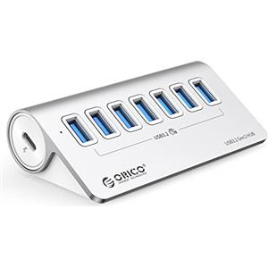 ORICO Hub USB C, ORICO USB 3.2 Gen 2 Hub, 7 porta con trasferimento dati ad alta velocità 10Gbps, separatore USB C in alluminio con 0.5m cavo, Multi USB Adattatore per Macbook, Macbook Pro, Macbook Air