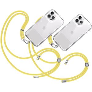 TBOC 2X Cordino Catenella Laccio Strap Porta Cover [Giallo] per Telefono Cellulare da Collo - Tracolla Catenina con Cordini da Phone Cellulari Telefoni Accessori Universale Laccetti Donna Uomo