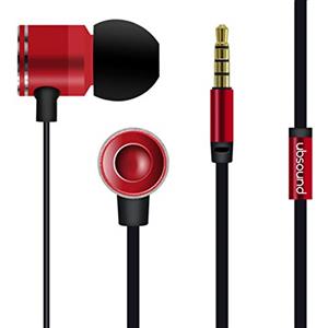 UBSOUND Fighter PRO HD Rosso Cuffie Auricolari In-Ear Alluminio con Microfono e Jack standard 3,5mm Cavo Piatto Antinodi Garanzia 2 anni. Cuffiette per Smartphone Iphone PC Game Tablet Mp3