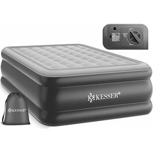 KESSER® Materasso gonfiabile, autogonfiabile, con pompa elettrica integrata, materasso ad aria, per campeggio o uso domestico, con tasca, adatto per 2 persone, Blu - Doppio