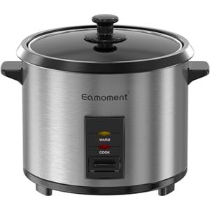 Eamoment ERC-10CSL 1.8L | 700W Cuociriso & Vaporiera 2 in 1 (1-10 Persone) Pentola rimovibile non antiaderente, Spatola e misurino inclusi, coperchio di vetro