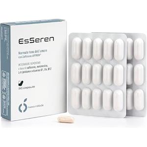 ESSEREN Integratore Sonno e Umore con Melatonina 1 mg, Zafferano Affron®, L-Triptofano e Vitamine B1 B6 B12, Aiuta ad Addormentarsi più Velocemente, Supporto Sistema Nervoso e Relax, 30 Capsule 1 Mese