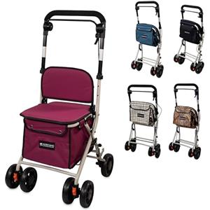 Mobiclinic®, Deambulatore Pieghevole per Anziani, Carrello Spesa, 21 l, Coliseo, Marchio europeo, con Borsa Della e Freni, Sedile Imbottito, Monoleva, Acciaio