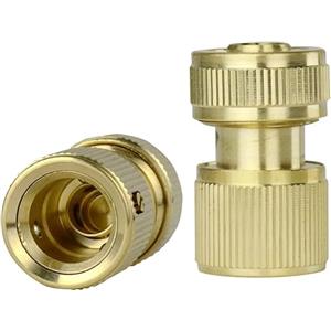 Hydrogarden Set di 2 raccordi rapidi Aquastop in ottone 13 mm or 1/2", connettore a innesto con Aquastop, per estremità tubo