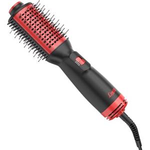 Leeko Spazzola Asciugacapelli, 700W Spazzola elettrica per capelli e Styler, con Ioni Negativi Anti-Crespo, Cilindro in Ceramica al Titanio(Rosso) (rosso)