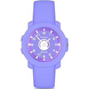 Facasu Orologio Analogico Bambini Ragazzi Ragazze,Orologio al quarzo impermeabile Fino a 50M,Cinturino Morbido Orologio Facile Leggere Imparare l'ora Bambini dai 4 ai 12 anni (Viola-M)