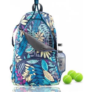 JFHSUS Zaino da tennis, borsa da tennis per donne e uomini, zaino per racchette da tennis, borsone sportivo di grande capacità, per tennis, squash, racquetball, badminton, pickleball (motivo a foglie)