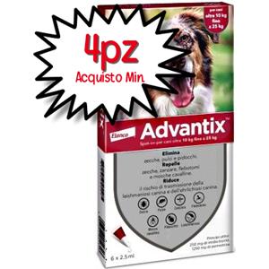 Elanco Advantix Spot-On: Antiparassitario per Cani da 10 a 25 kg - 6 Pipette da 2,5 ml