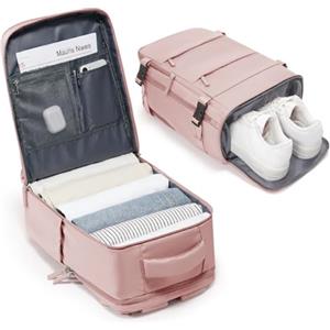 BJLFS Borse da Cabina per Ryanair 40x30x20 Bagaglio a mano Sottovuoto 40x20x25 Zaino da Viaggio con Sottovuoto impermeabile Donna Zaino Easyjet 45x36x20 Zaini Wizzair con porta scarpe,Rosa Leggero