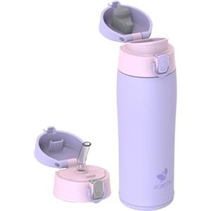 AORIN Borraccia Termica, Borraccia in Acciaio Inox 18/8, 500ml Borraccia Bambini, Bottiglia Termica Senza BPA e Perdite, Thermos per Sport, Outdoor e Pendolarismo con 2 Coperchi