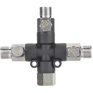 HEEPDD Sdoppiatore del Tubo Dell'Aria Regolabile a Tre Vie da 1/8, Connettore per Raccordo per Aerografo in Metallo con Filettatura Interna Esterna da 1/8, per Collegamento Pompa Aria