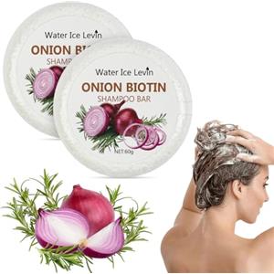 LOPHE Shampoo Solido, 2 * 60g Shampoo Solido Alla Cipolla e Rosmarino, con Olio di Rosmarino, Detergente e Idratante Profondo