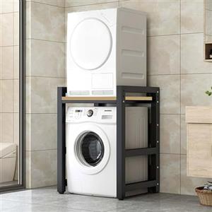NWRYSM Supporto Asciugatrice Sopra Lavatrice Mobile Porta Lavatrice e Asciugatrice a Colonna Mobile Lavatrice Asciugatrice Regolabile in Altezza per Bagno Cucina Balcone (Noce, Cornice Nera)