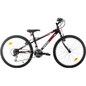 Multibrand Distribution Probike Tempo 24 pollici, mountain bike, telaio in alluminio, 18 marce, adatto per ragazzi, ragazze a partire da 130 cm a 155 cm (nero, rosso, 279)