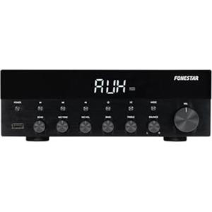 FONESTAR AS-1515 Amplificador Bluetooth 15W + 15W RMS. Entrada Micrófono con Mezcla y Echo.Karaoke. Radio FM .Entradas USB Acabado Aluminio