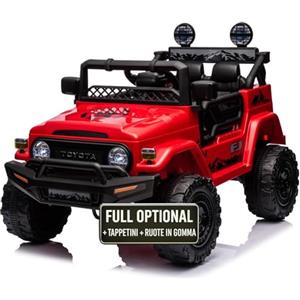 TOYSCAR Auto Macchina Elettrica per Bambini Jeep Toyota Fj Cruiser 12V Ruote in Gomma Full Optional Sedile Pelle Porte Apribili Tappetino e Telecomando (Rosso)