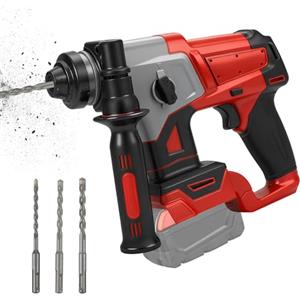 Roadtime 3J Martello Perforatore 1250W compatibile con Milwaukee 18V Battery (senza batteria),Motore senza spazzole martello 3500RPM,Hammer combinato con 3x Drill Bit SDS PLUS,Foratura 22mm