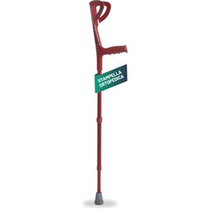 REMEDIA ONE - 1 Stampella Ortopedica Singola Regolabile in Alluminio Anodizzato, 1 Stampella Canadese Adulto Antiscivolo, H. 74-97 cm, 1 Unità (Rosso)