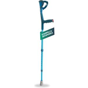 REMEDIA ONE - 1 Stampella Ortopedica Singola Regolabile in Alluminio Anodizzato, 1 Stampella Canadese Adulto Antiscivolo, H. 74-97 cm, 1 Unità (Blu)