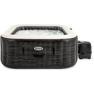 Intex 28452EX - PureSpa Vasca Idromassaggio Greystone Deluxe Quadrata, 6 posti, 170 Getti, Riscaldatore, PVC, Grigio, 195x195x71 cm