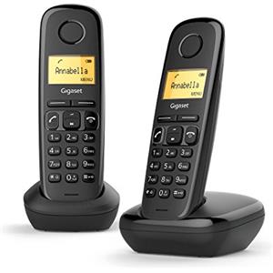 Gigaset A170 Duo Téléphone fixe sans fil DECT/GAP Noir Telefono DECT Identificatore di chiamata Nero [Versione Francia]
