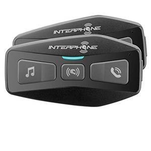 INTERPHONE UCOM2TP - Doppio - Interfono Bluetooth 5.0 da Casco per Moto, Uso Pilota, Distanza 600Mt, Autonomia Fino a 12 Ore, Mp3, GPS, Impermeabile IP67, Universale, Caschi, Set di 2