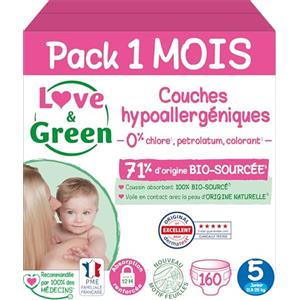 Love & Green Pannolini Taglia 5 (11-25 kg) - Confezione da 1 mese (160 strati)
