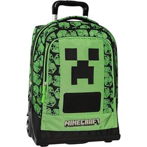 Franco Cosimo Panini MINECRAFT - Zaino Scuola Trolley Ufficiale Minecraft, Ruote Sostituibili, Maniglia Regolabile, 2 Vani, Tasca Frontale, Schienale e Fondo Termoformati, Spallacci Imbottiti Regolabili, 36x47Hx23cm