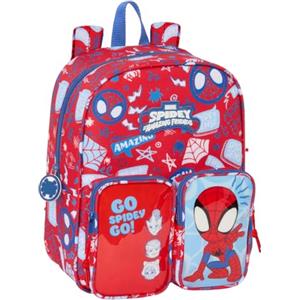safta SPIDEY RESCUE - Zaino asilo adattabile al carrello, facile da pulire, ideale per bambini di diverse età, comodo e versatile, qualità e resistenza, 22 x 10 x 27 cm, Rosso/blu, M, Casual