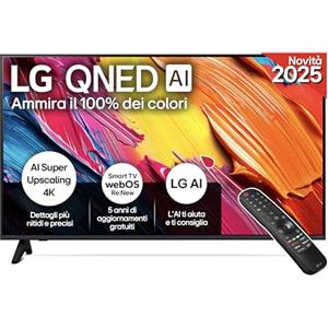 LG QNED AI QNED70 Smart TV 43 pollici 4K, Processore α7 Gen8, Dynamic QNED Color, webOS con AI e telecomando puntatore AI, Gaming con VRR 4K@60Hz, 43QNED70A6A 2025