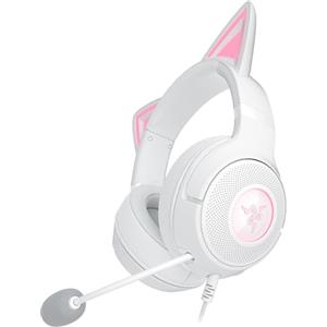 Razer Kraken Kitty V2 - Cuffia RGB cablata con orecchie Kitty per giochi e streaming (325 g, driver TriForce da 40 mm, microfono cardioide HyperClear, suono surround) Bianco