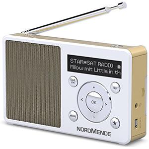 TechniSat Nordmende Transita 100 - Radio DAB portatile e di ricezione (DAB+, FM, altoparlante, porta cuffie, memoria preferita, display OLED, batteria, piccola, portatile), colore: Bianco