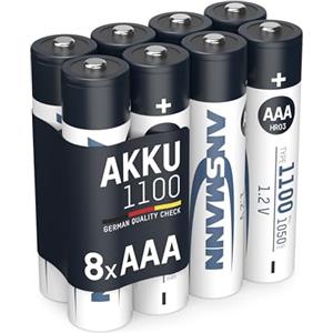 ANSMANN 8x Batterie ricaricabili mini stilo AAA - Tipo 1100 (min. 1050 mAh) 1,2V NiMH - Pila a ricarica veloce - fino a 1000 cicli di ricarica eco-friendly