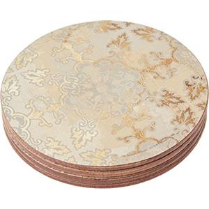 Creative Tops - Set di 4 sottobicchieri con retro in sughero, motivo stampato "Impressioni dorate", rotondo/grigio, 12 cm