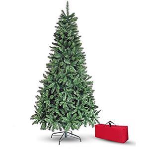 Brigros - Albero Di Natale Artificiale Effetto Realistico In Pvc Ignifugo, Albero Di Natale Folto Con Aghi Di Pino Spessi E Rami A Gancio, Con Borsa E Base In Metallo (Verde, 210 cm)