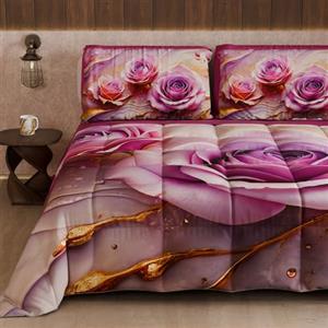 PETTI Artigiani Italiani - Trapunta Invernale, Piumone Invernale, Trapunta Matrimoniale Double Face Tinta Unita e Stampa Digitale Floreale 06 8, 100% Microfibra, Made in Italy