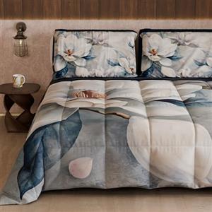 PETTI Artigiani Italiani - Trapunta Invernale, Piumone Invernale, Trapunta Matrimoniale Double Face Tinta Unita e Stampa Digitale Floreale 25 14, 100% Microfibra, Made in Italy