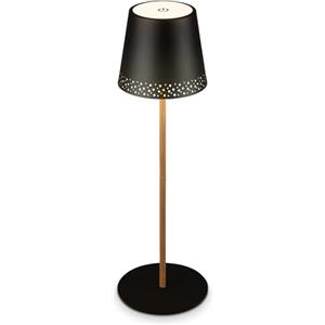 Briloner - Lampada da tavolo senza fili, 2 lampade in 1, lampada comodino dimmerabile, Lampada da Esterno, abat jour da comodino, lampada da tavolo ricaricabile, lampada scrivania, nero-legno