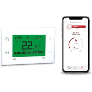 VEMER VE795800 TUO 4G - Termostato 4G-LTE con SIM Dati Inclusa, Cronotermostato Smart con APP, Configurazione Veloce con Bluetooth, Programmazione Settimanale per Caldaia, Alimentazione 230V, Bianco