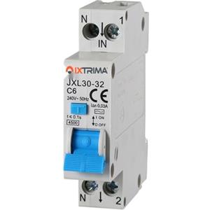 IXTRIMA ETTROIT JXL30-32 Interruttore Magnetotermico Differenziale, 1P+N, 6-32A, 30mA, 240V, 4,5kA (C6-6A)