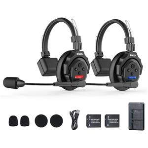 SYNCO Xtalk Cuffie Wireless Full Duplex X2, 2.4G Sistema Cuffie Interfoniche Wireless Comunicazione per Team Cancellazione del Rumore con 2 Cuffia