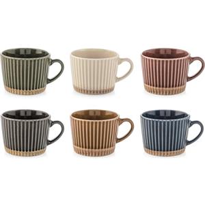 H&H Set 6 Tazze da Caffè Land in New Bone China - Colorate, Eleganti e Resistenti - 100 cc - Lavabili in Lavastoviglie e Idonee al Microonde - Colori Assortiti