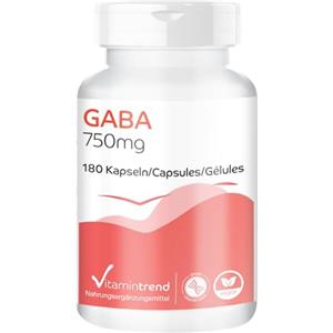Vitamintrend GABA 750 mg, 180 capsule, ad alto dosaggio, integratore alimentare vegano senza magnesio stearato, prodotto in Germania