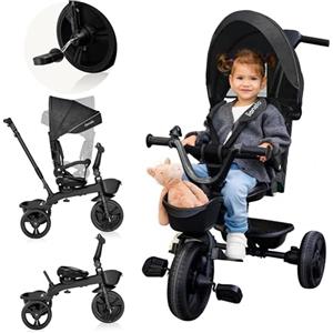 LIONELO Kori Triciclo Evolutivo per Bambini da 1.5 Anni fino a 25 kg Sedile Girevole 360° Telaio ultraleggero in lega di magnesio, Pneumatici resistenti, Maniglione per genitori e Accessori