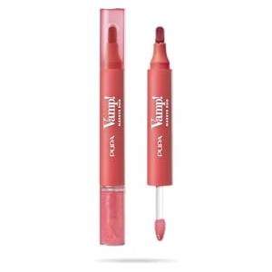 Pupa Rossetto + Gloss Labbra Vamp! Marker Duo, con Acido Ialuronico - 3 in 1 Definisce, Colora e Riempie, Contouring Labbra - Disponibile in 9 Varianti Colore (004 Spicy Raspberry)