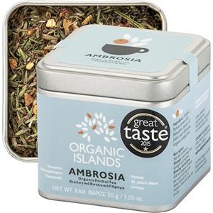 Organic Islands Tisane sfuse - The deteinato senza zucchero Ambrosia - Miscela naturale di foglie e fiori di issopo, fiori di iperico e scorza d'arancia - The in foglie facile da preparare da Organic Islands