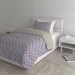Italian Bed Linen Set Copripiumino Fantasy, Lavorato in Italia - Parure Copri Piumino - Sacco Piumone 200x200 cm con Patella e Federe Cuscino, Piazza e Mezza, Zig Zag