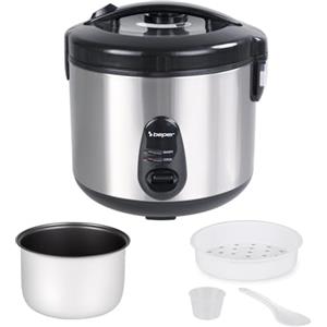 BEPER P101VAP020 Vaporé Max Cuociriso 1800g, Antiaderente, Funzione Mantieni Caldo, Cottura a Vapore, Acciaio Inox, Accessori Inclusi, BPA Free