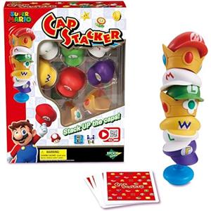 EPOCH Games - Super Mario - Cap Stacker, Gioco di Equilibrio e Strategia con Personaggi - Modello 7554